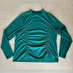 Gathered Shirred Drawstring Front Tee